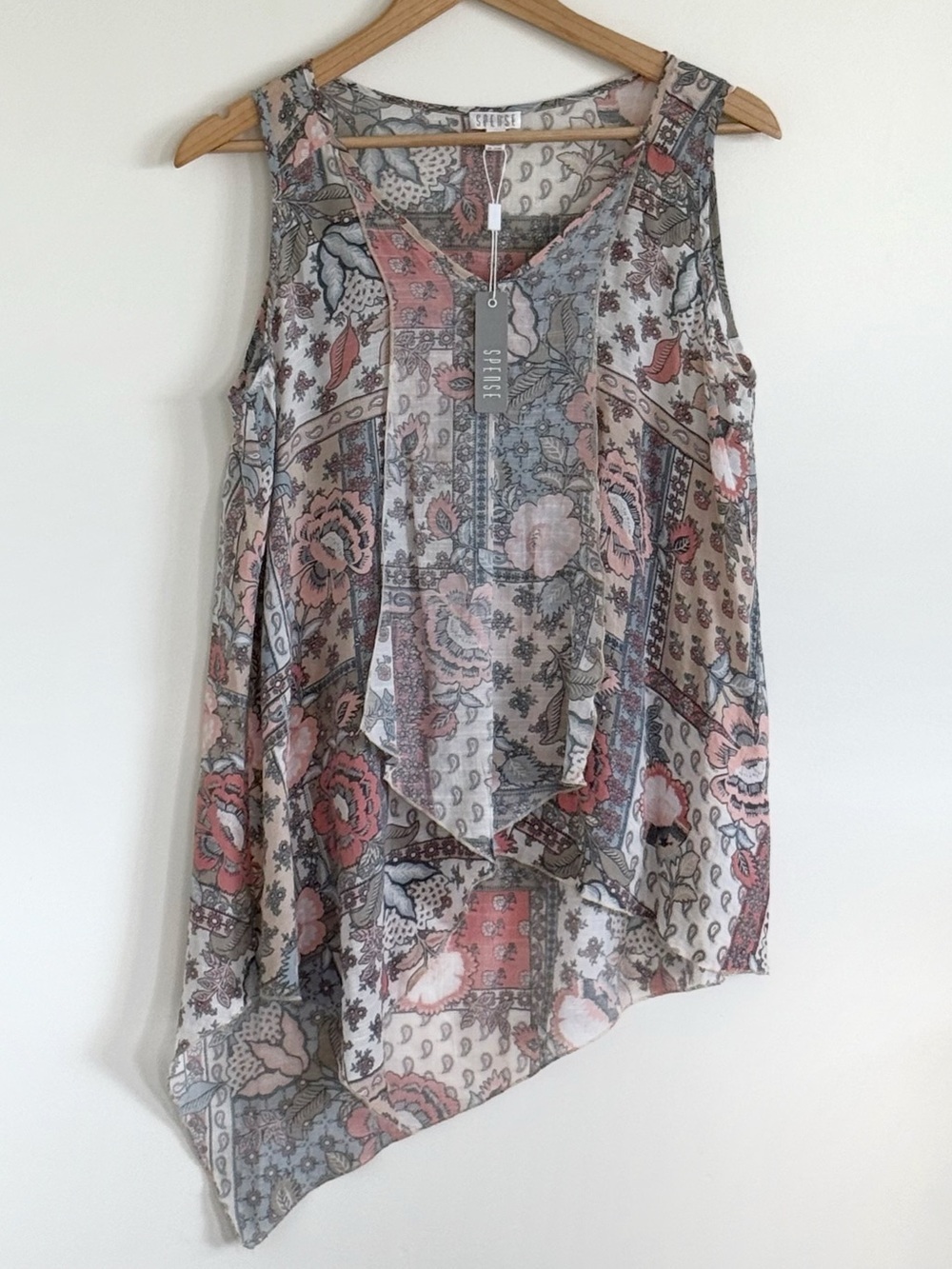 Boho Inspired Sleeveless Floral Pattern Blouse